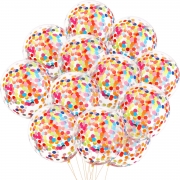 Gejoy 50 Pieces Rainbow Multicolor Confetti Balloons 12 Inches Latex Balloon with Bright Colorful Confetti Pre-Filled for Wedding Engagement Party Decoration