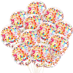 Gejoy 50 Pieces Rainbow Multicolor Confetti Balloons 12 Inches Latex Balloon with Bright Colorful Confetti Pre-Filled for Wedding Engagement Party Decoration